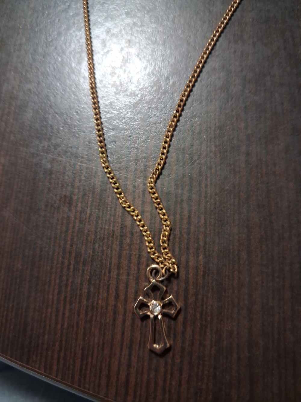 ettika Gold Cross Pendant Necklace with Clear Stone